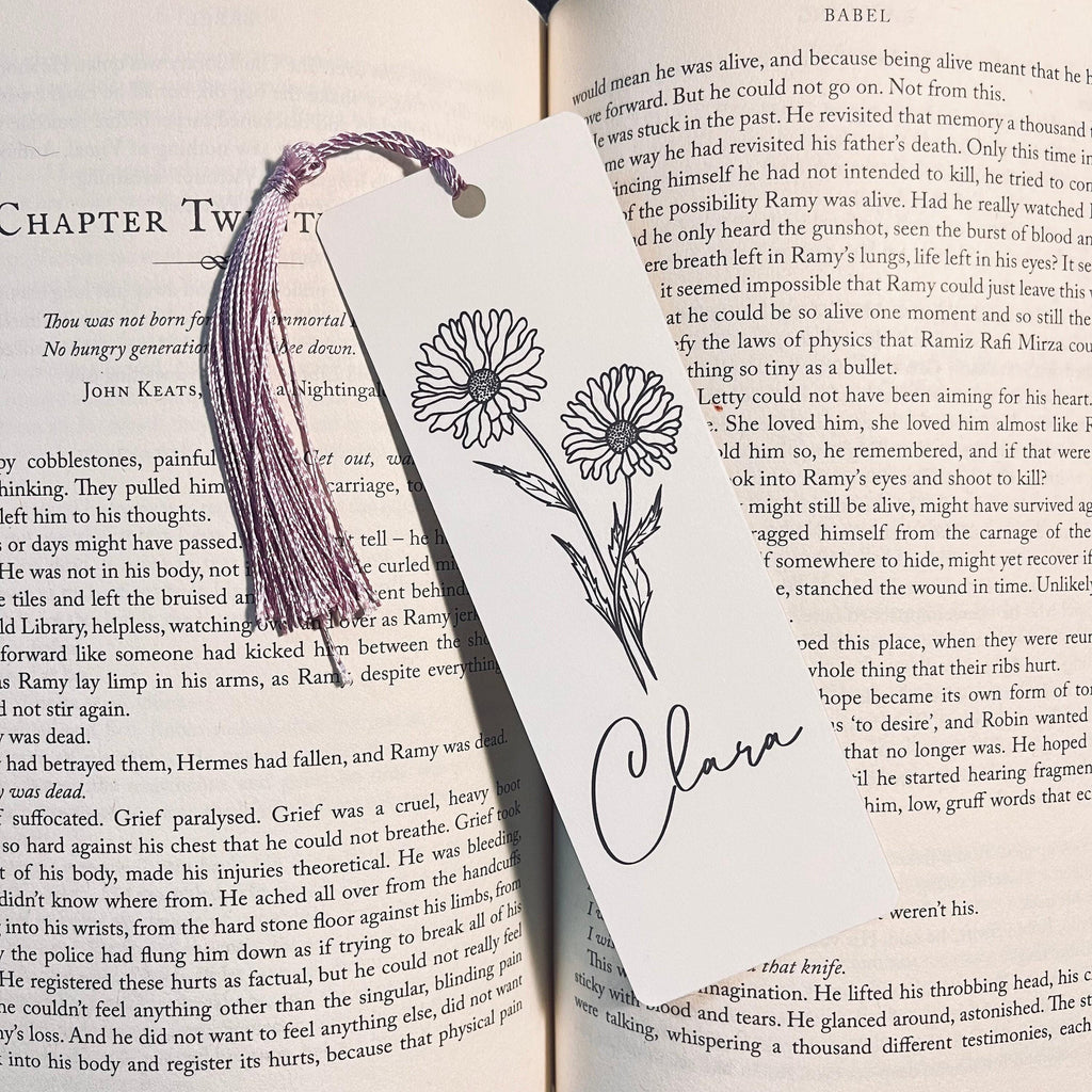 Floral Bookmark: Birth Month Flower Design (Personalized Book Lover Gift) bookmark by Magic & Meaning