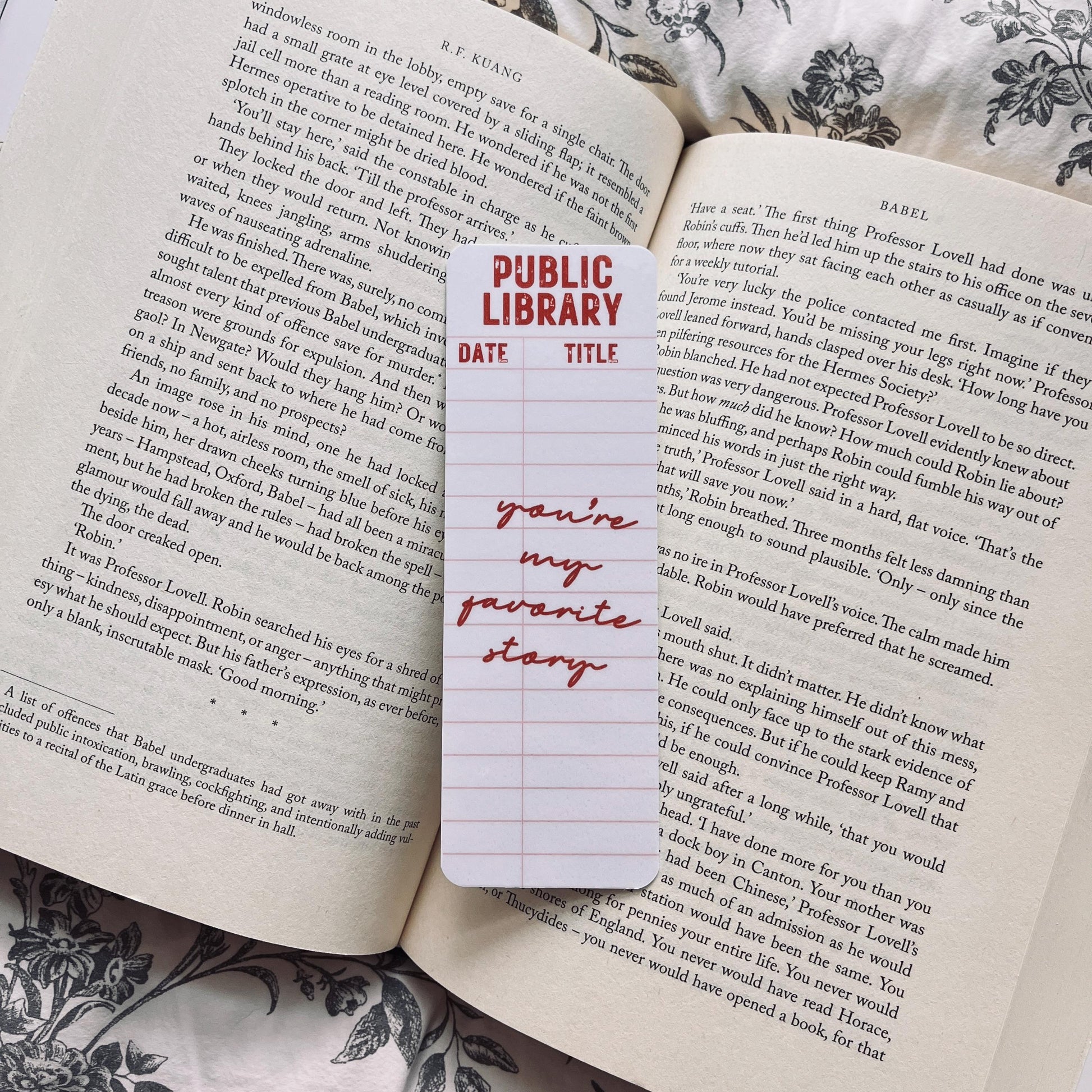Library Card Bookmark: Vintage Style - Funny Bookworm Gift bookmark by Magic & Meaning