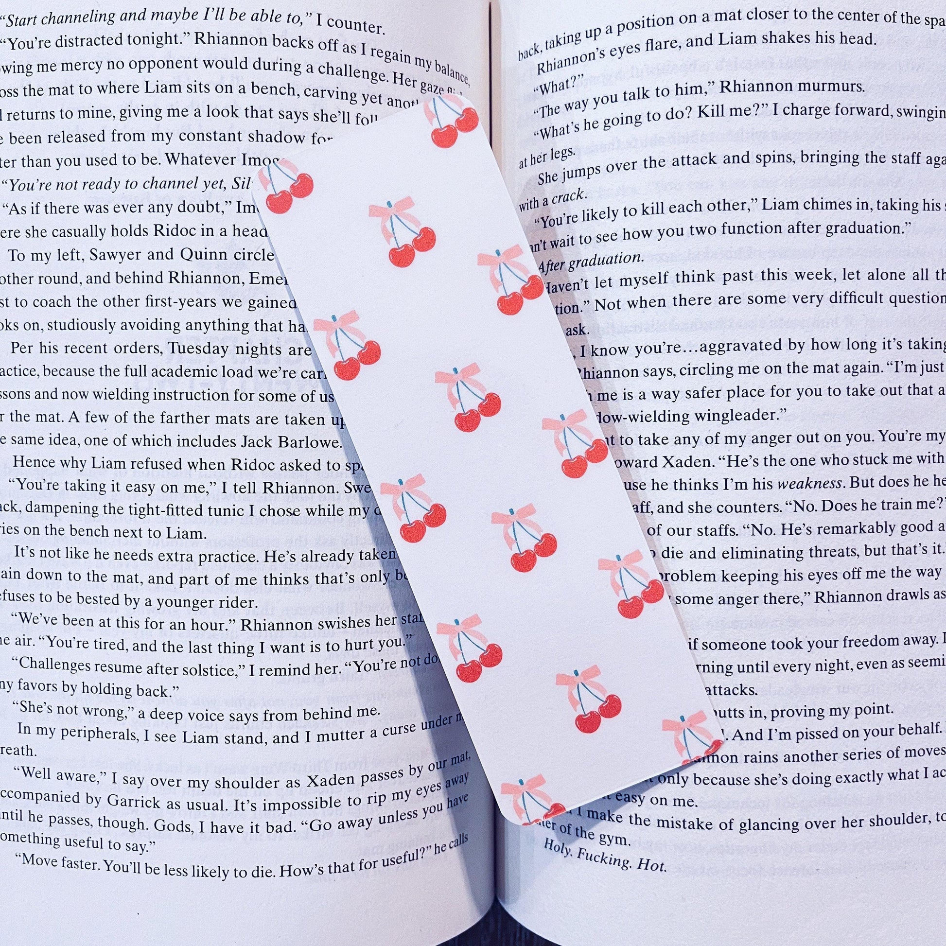 Cherry Bow Bookmark: Cute Girly Pink Design (With Tassel) bookmark by Magic & Meaning