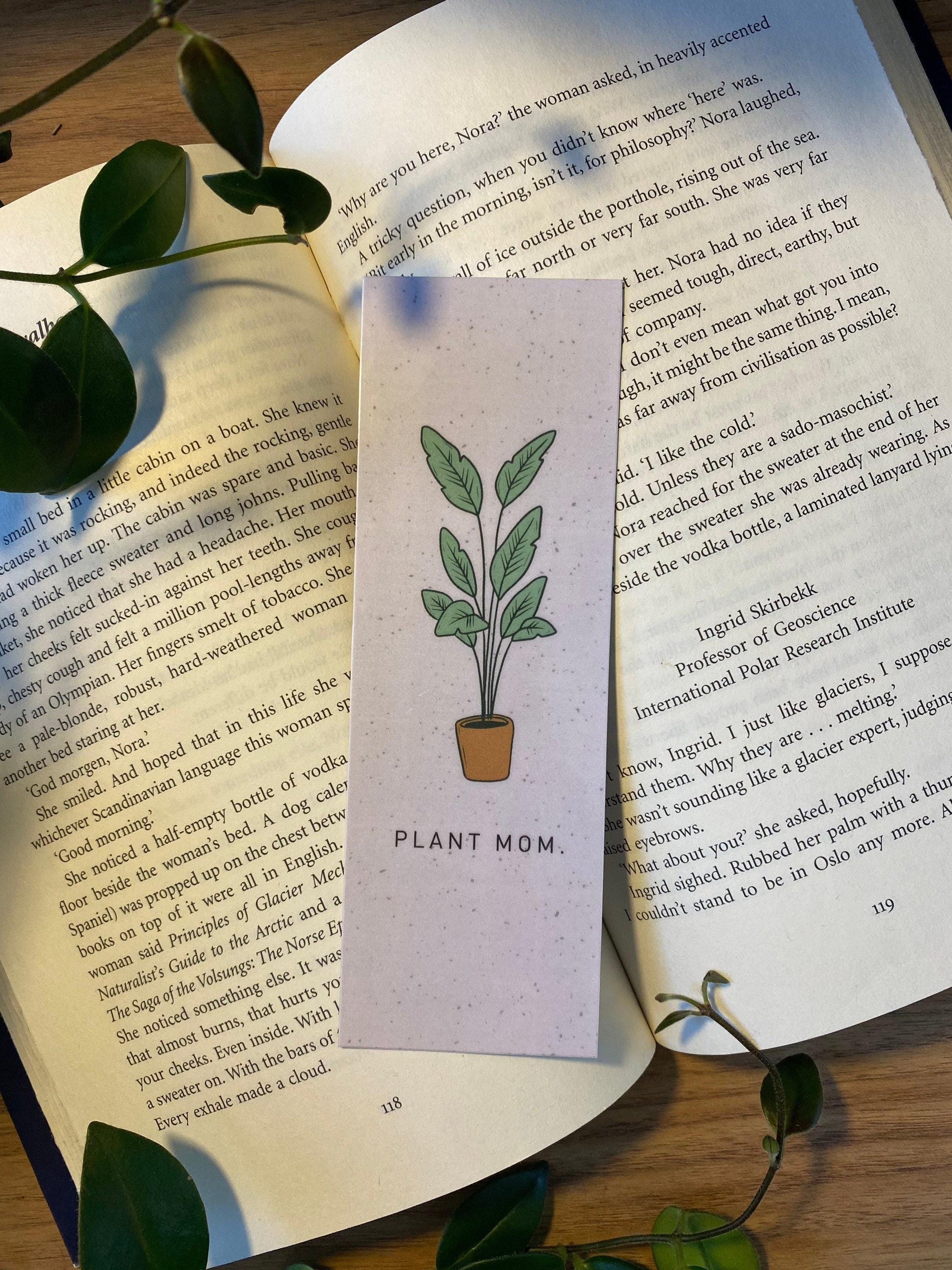 Plant Mom Bookmark, Laminated Houseplant Art (Durable Cardstock) bookmark by Magic & Meaning