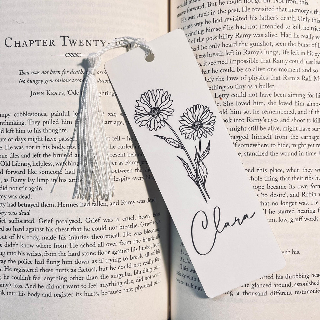 Floral Bookmark: Birth Month Flower Design (Personalized Book Lover Gift) bookmark by Magic & Meaning