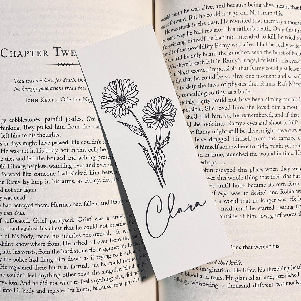 Floral Bookmark: Birth Month Flower Design (Personalized Book Lover Gift) bookmark by Magic & Meaning
