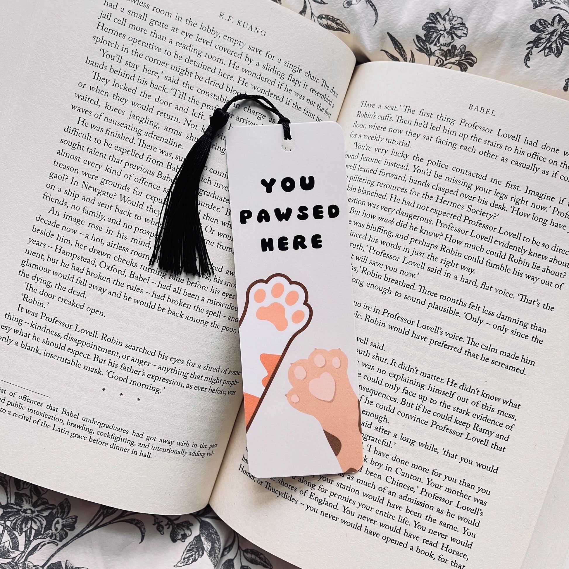 Funny Cat Bookmark, You Pawsed Here, Reading Humor bookmark by Magic & Meaning