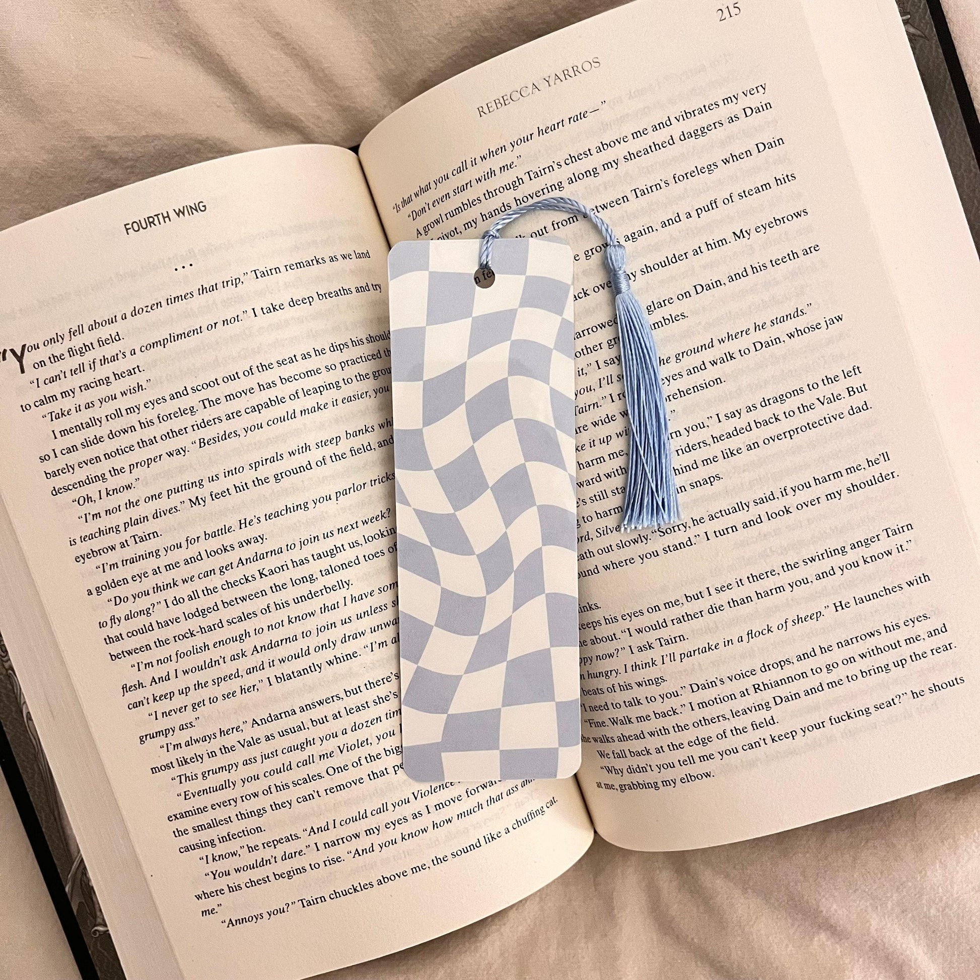 Book Lover Gift Bookmark, Blue Checkered Wavy (Handmade) bookmark by Magic & Meaning
