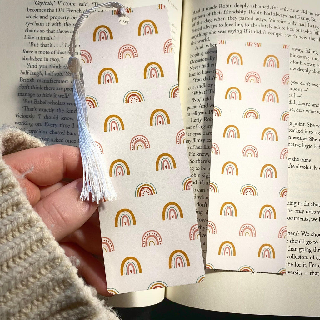 Boho Rainbow Bookmark - Laminated with Bright Tassel bookmark by Magic & Meaning