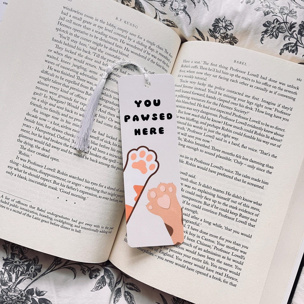 Funny Cat Bookmark, You Pawsed Here, Reading Humor bookmark by Magic & Meaning