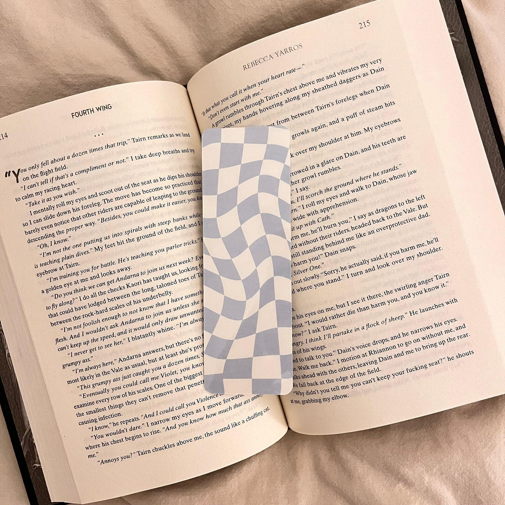Book Lover Gift Bookmark, Blue Checkered Wavy (Handmade) bookmark by Magic & Meaning
