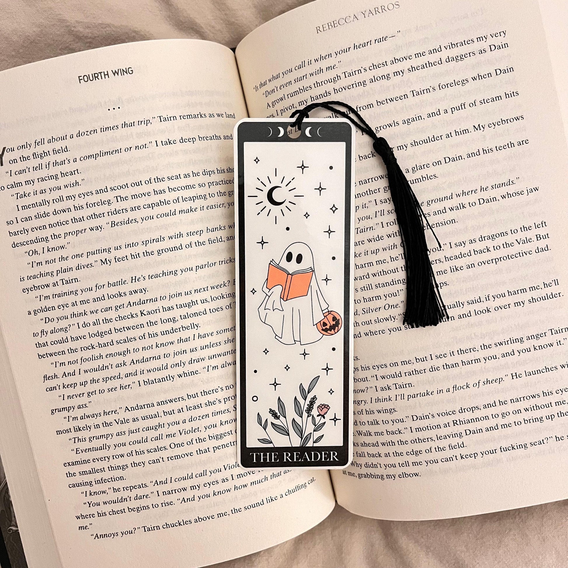 Tarot Card Bookmark - Ghost and Skeleton Design, Laminated bookmark by Magic & Meaning