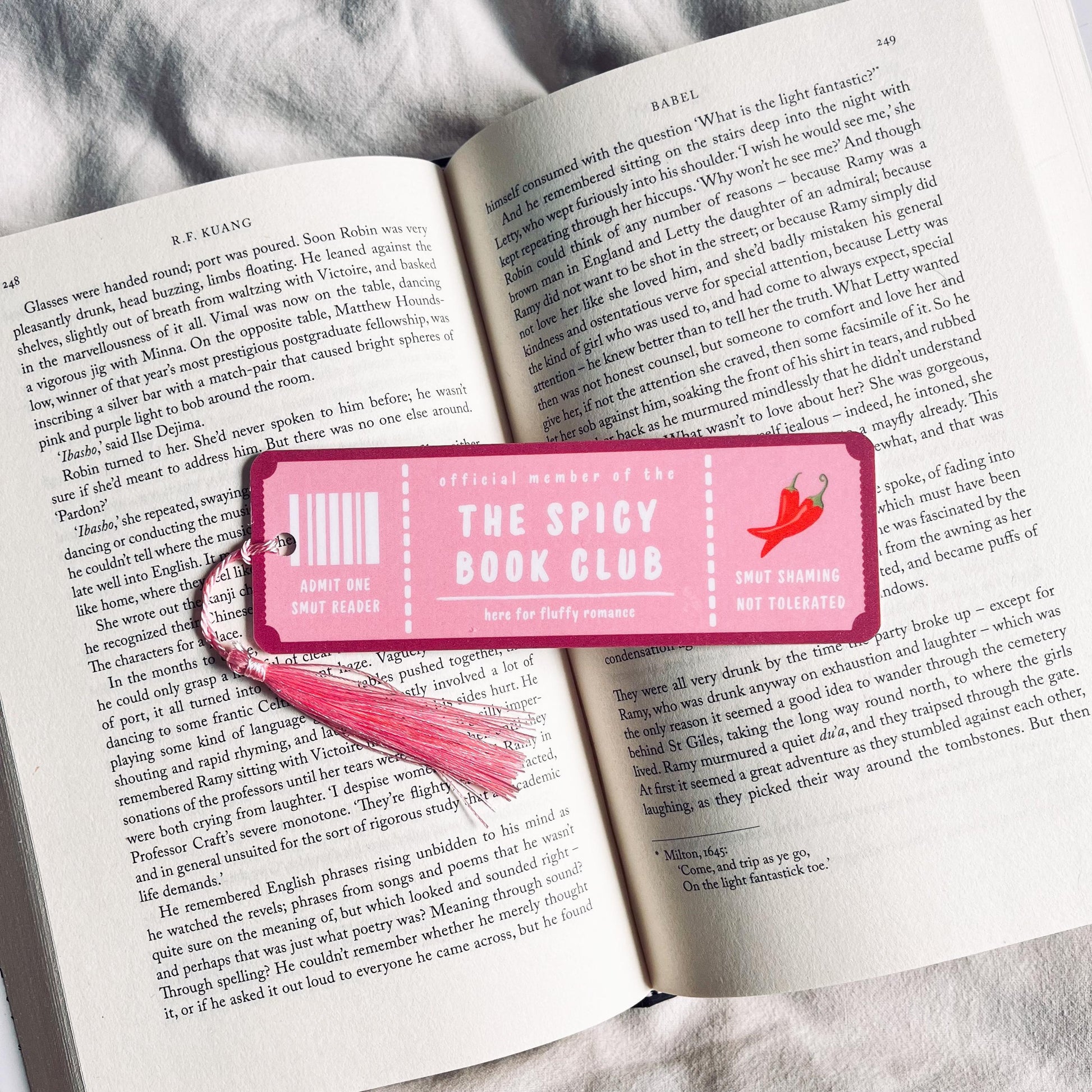 Funny Literary Bookmark: Spicy Book Club Design (Handmade with Tassel) bookmark by Magic & Meaning