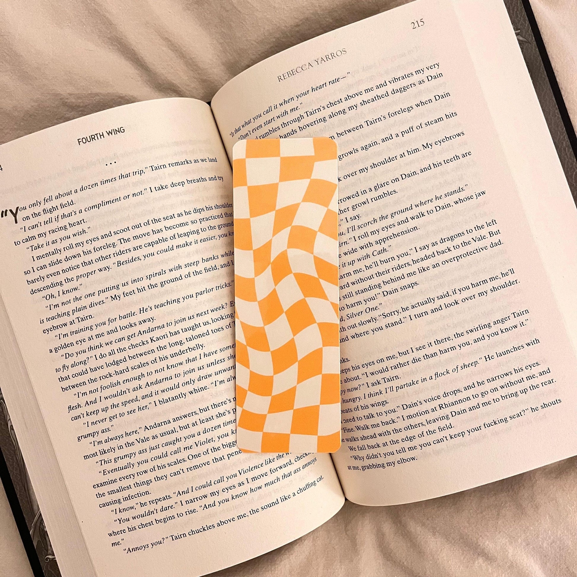 Bookmark for Book Lovers: Yellow Wavy Checkered - Laminated Durable bookmark by Magic & Meaning