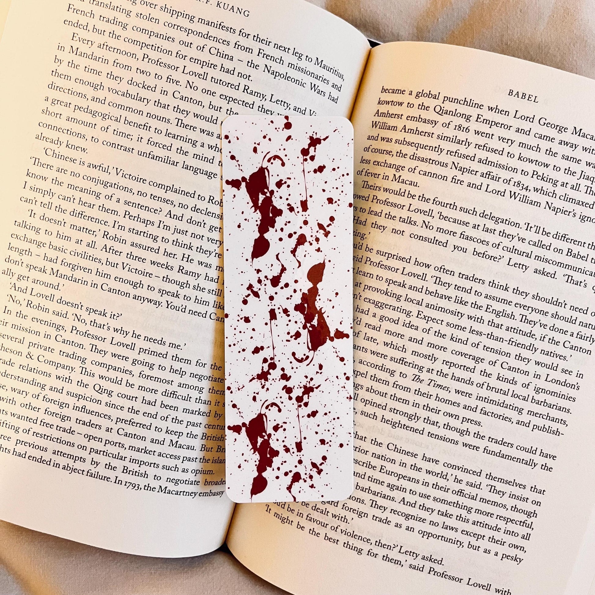 Blood Splatter Bookmark: Halloween Horror Theme, Laminated bookmark by Magic & Meaning