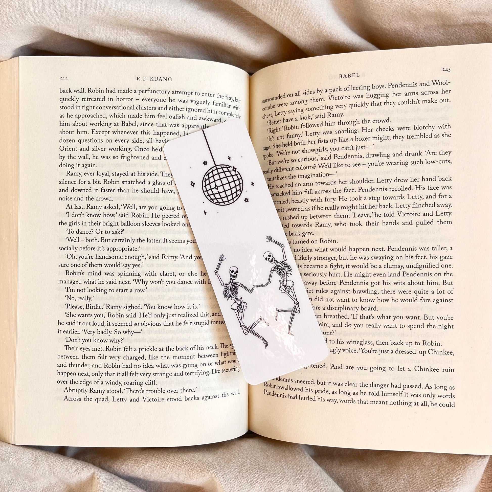 Halloween Bookmark, Dancing Skeletons, Funny Book Lover Gift (With Tassel) bookmark by Magic & Meaning