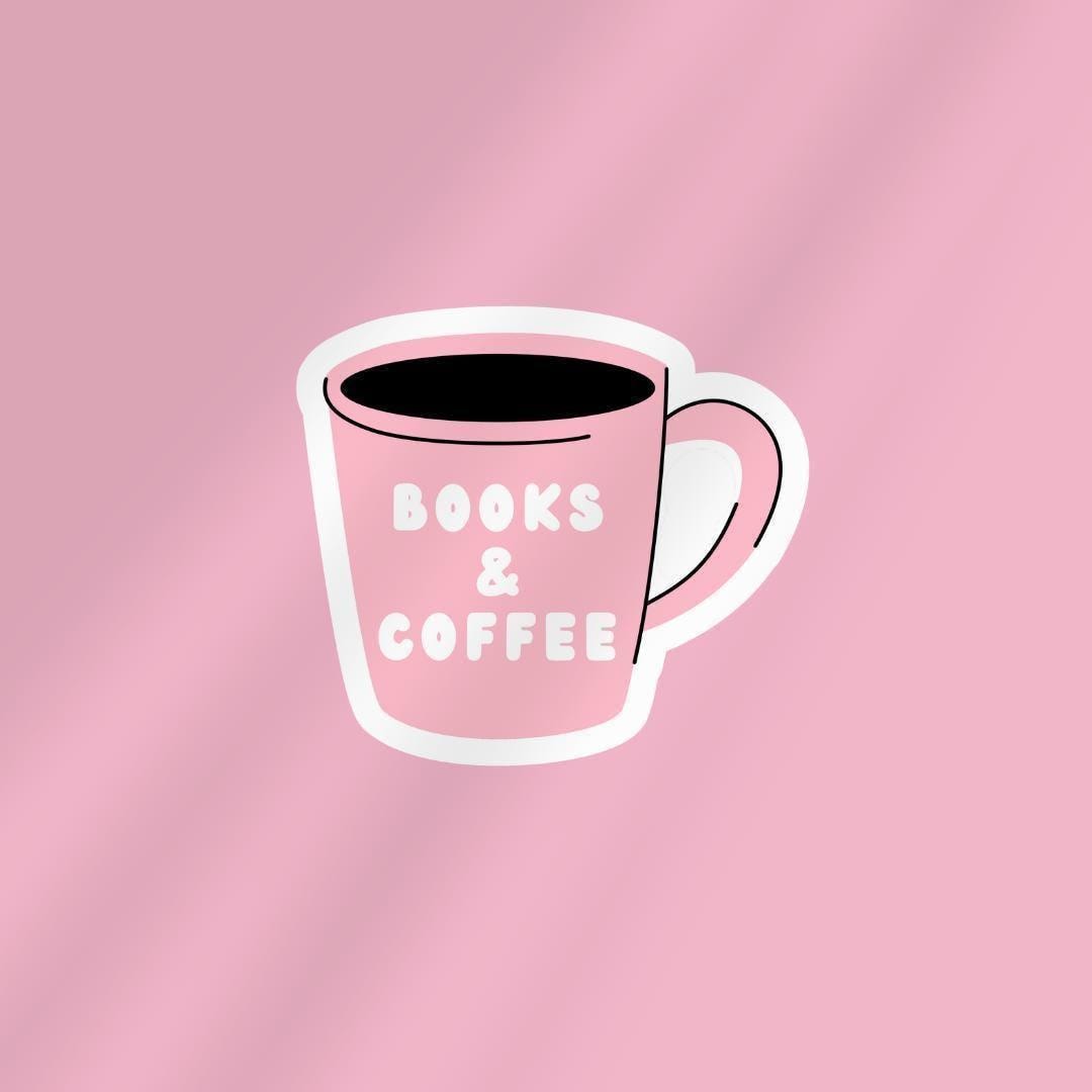 Reading Cat Kindle Sticker: Books & Coffee Vinyl Decal sticker by Magic & Meaning
