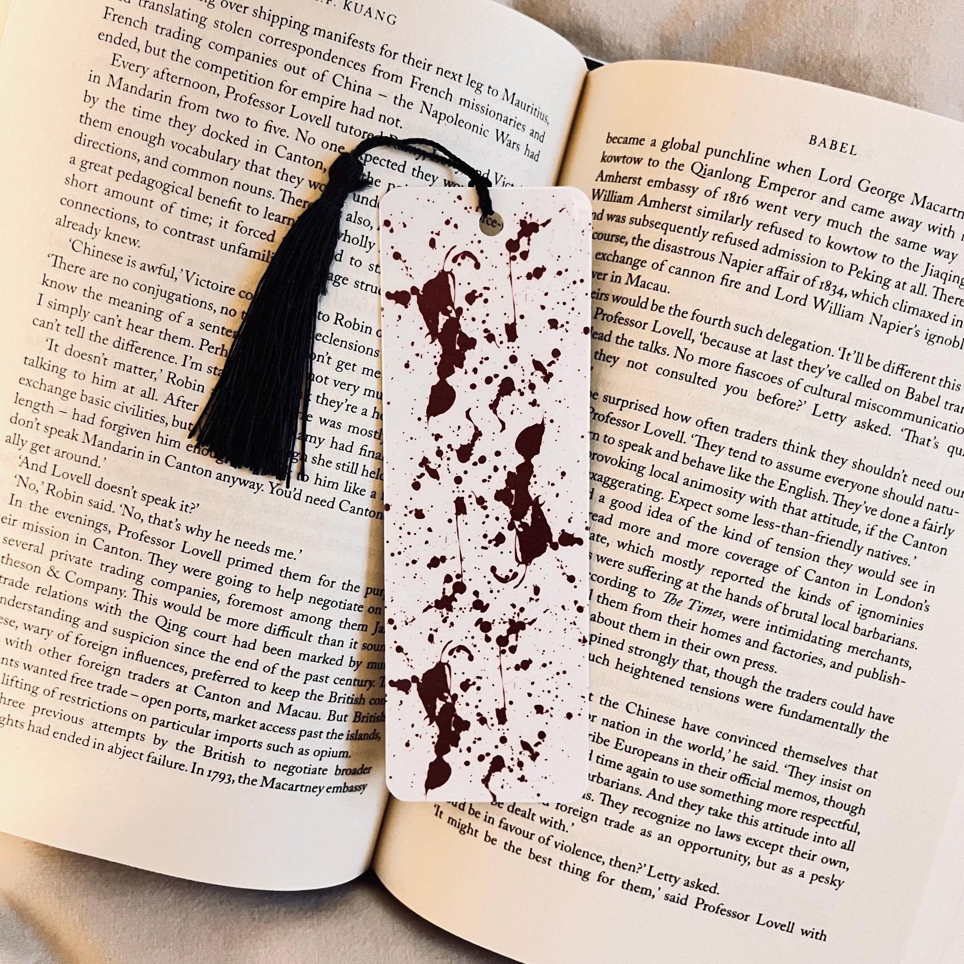 Blood Splatter Bookmark: Halloween Horror Theme, Laminated bookmark by Magic & Meaning