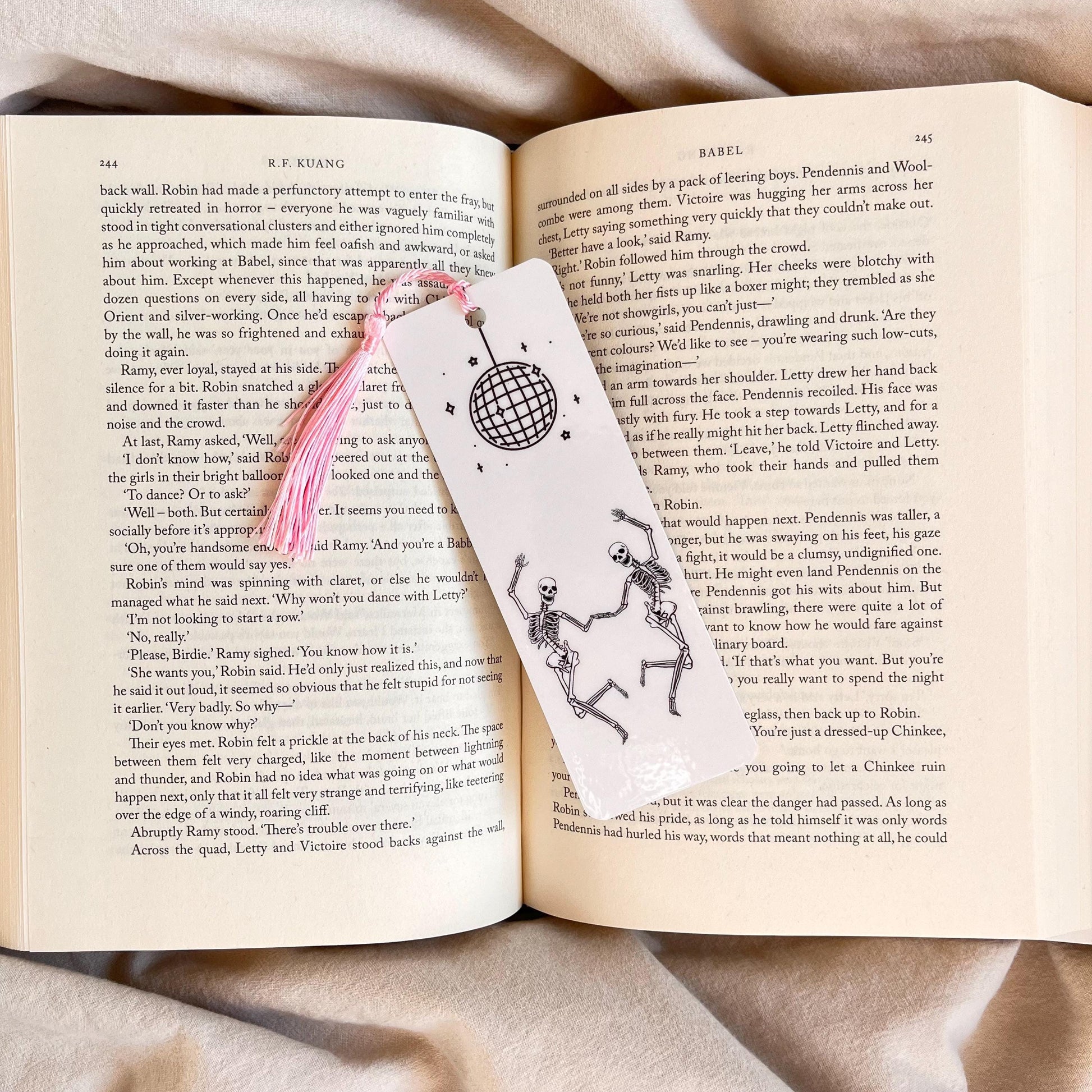 Halloween Bookmark, Dancing Skeletons, Funny Book Lover Gift (With Tassel) bookmark by Magic & Meaning