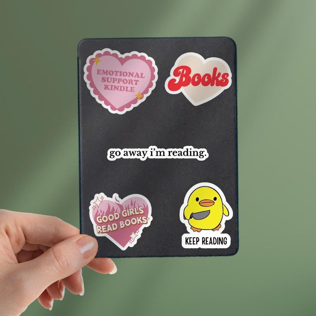 Go Away Im Reading Kindle Sticker sticker by Magic & Meaning