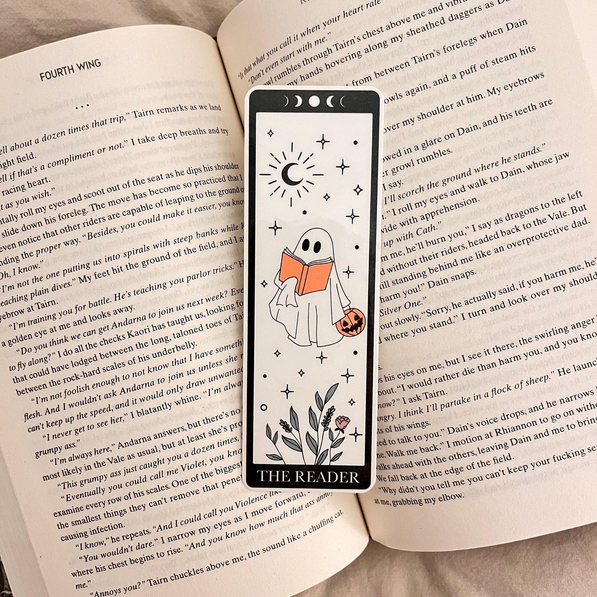 Tarot Card Bookmark - Ghost and Skeleton Design, Laminated bookmark by Magic & Meaning