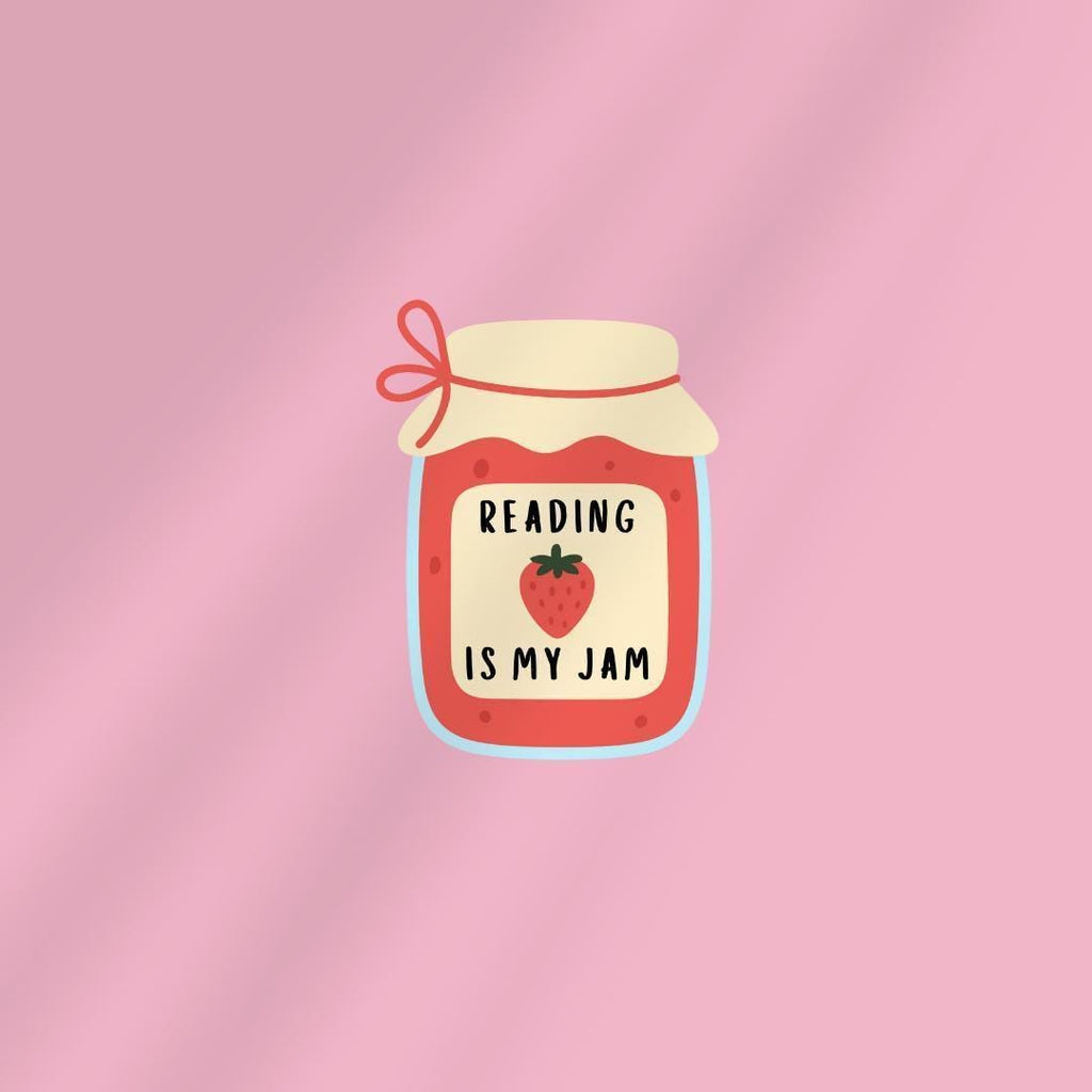 Reading is My Jam Kindle Sticker: Funny Book Lover Laptop Decal sticker by Magic & Meaning