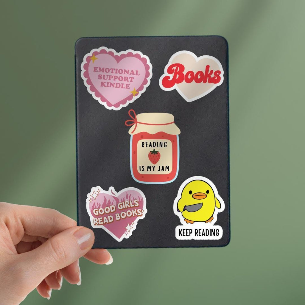 Reading is My Jam Kindle Sticker: Funny Book Lover Laptop Decal sticker by Magic & Meaning