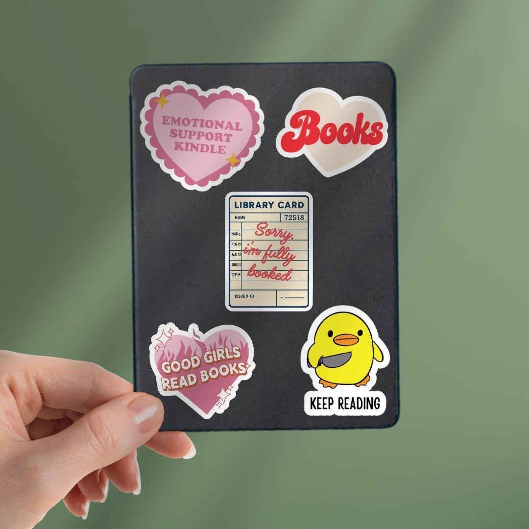 Library Card Sorry I'm Fully Booked Kindle Sticker: Book Sticker Gift For Reader sticker by Magic & Meaning