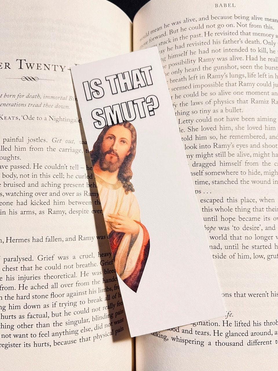 Is That Smut? Bookmark: Peeking Jesus Design, Funny bookmark by Magic & Meaning