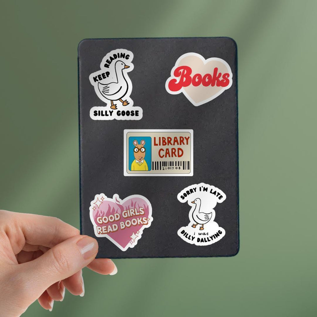 Arthur Library Card Sticker: Book Lover Kindle Decal sticker by Magic & Meaning