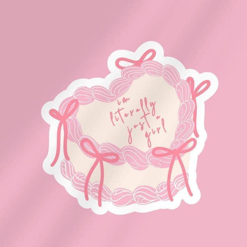 Coquette Kindle Sticker: Heart Cake & Bow - Girly Laptop Decal sticker by Magic & Meaning