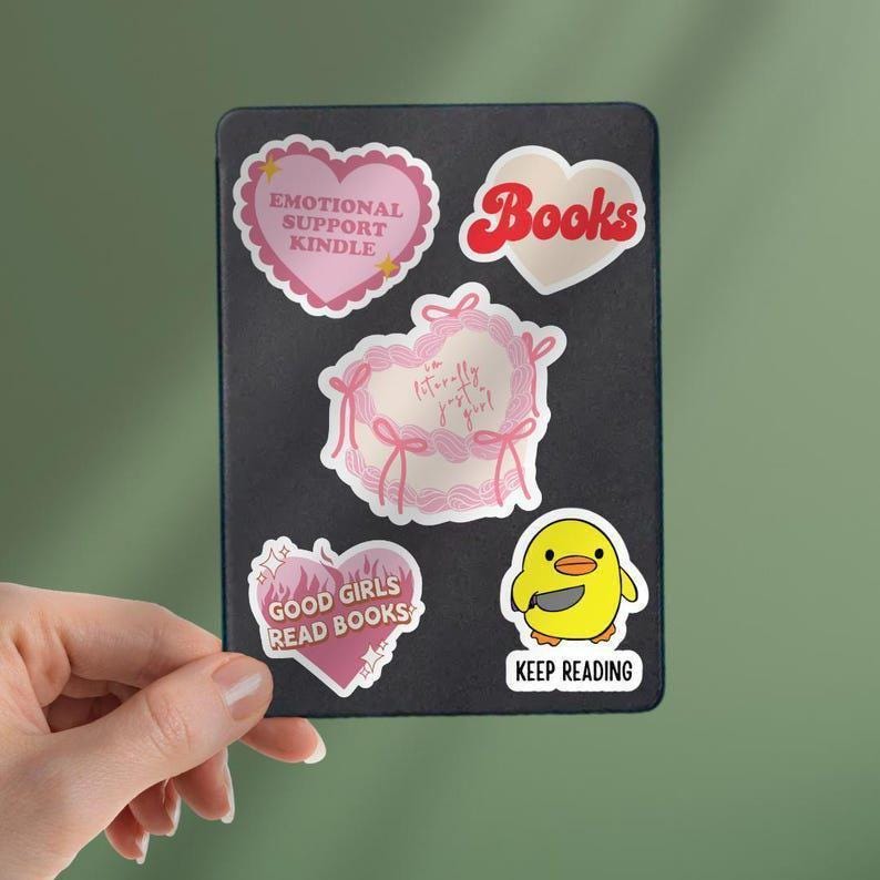 Coquette Kindle Sticker: Heart Cake & Bow - Girly Laptop Decal sticker by Magic & Meaning