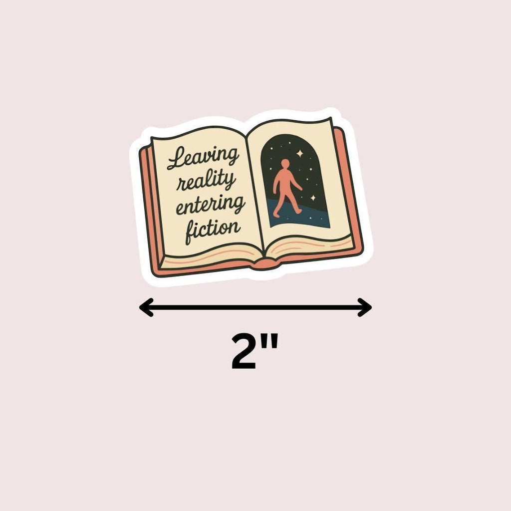 Leaving Reality Entering Fiction Kindle Sticker: Book Lover Laptop Decal sticker by Magic & Meaning