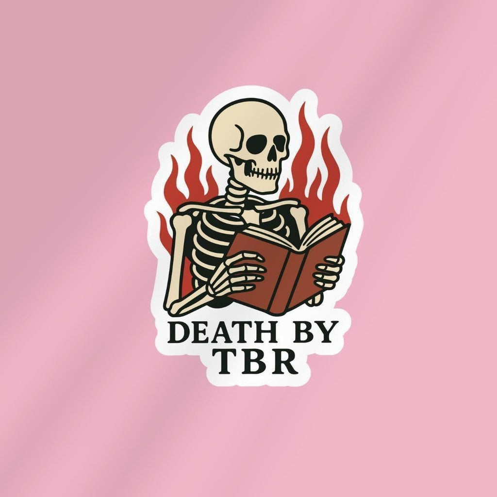 Death By TBR Skeleton Kindle Sticker, Book Lover Decal sticker by Magic & Meaning