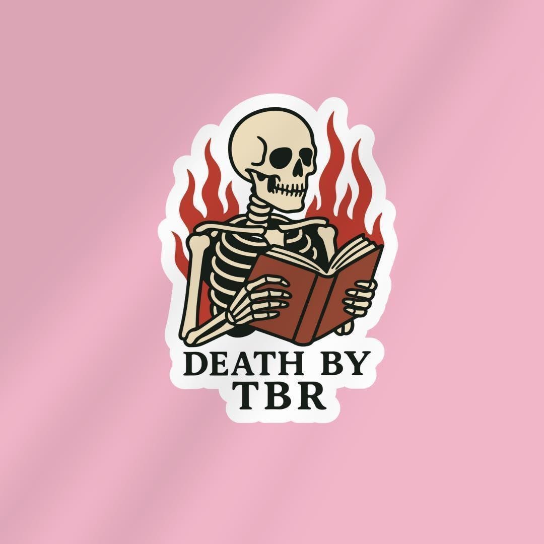 Death By TBR Skeleton Kindle Sticker, Book Lover Decal sticker by Magic & Meaning