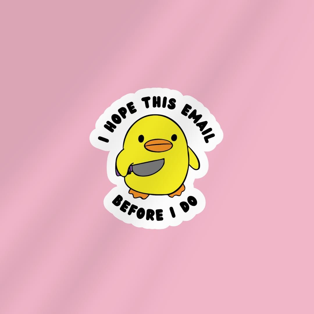 Funny Duck Knife Meme Sticker: Reader Stocking Stuffer sticker by Magic & Meaning