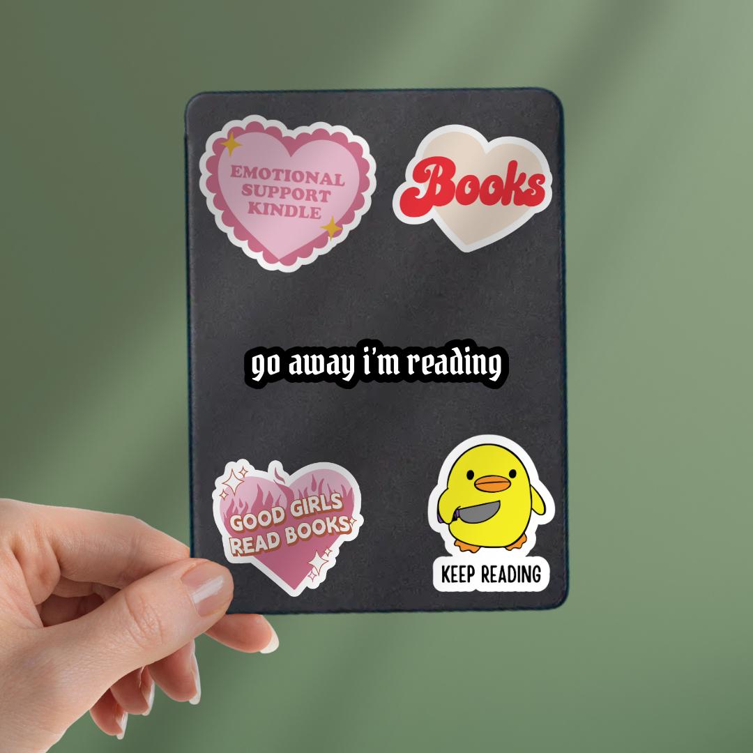 Go Away Im Reading Kindle Sticker sticker by Magic & Meaning