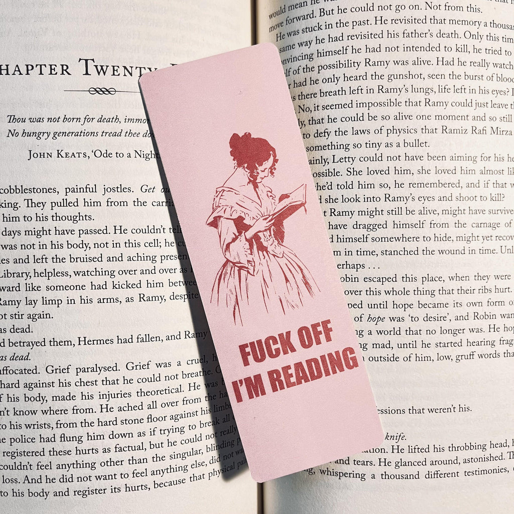 Funny Pink "F*ck Off I'm Reading" Bookmark with Tassel bookmark by Magic & Meaning
