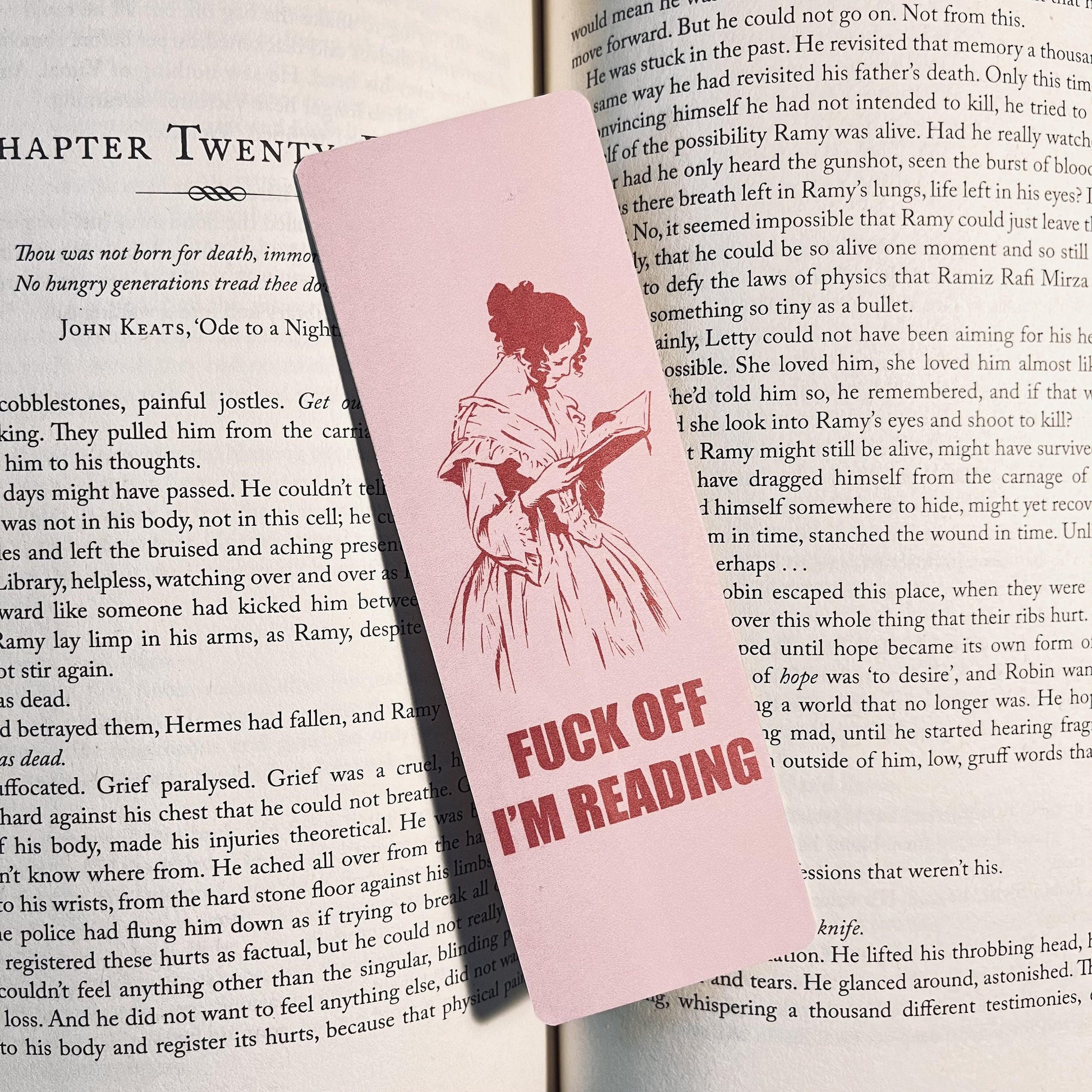 Funny Pink "F*ck Off I'm Reading" Bookmark with Tassel bookmark by Magic & Meaning