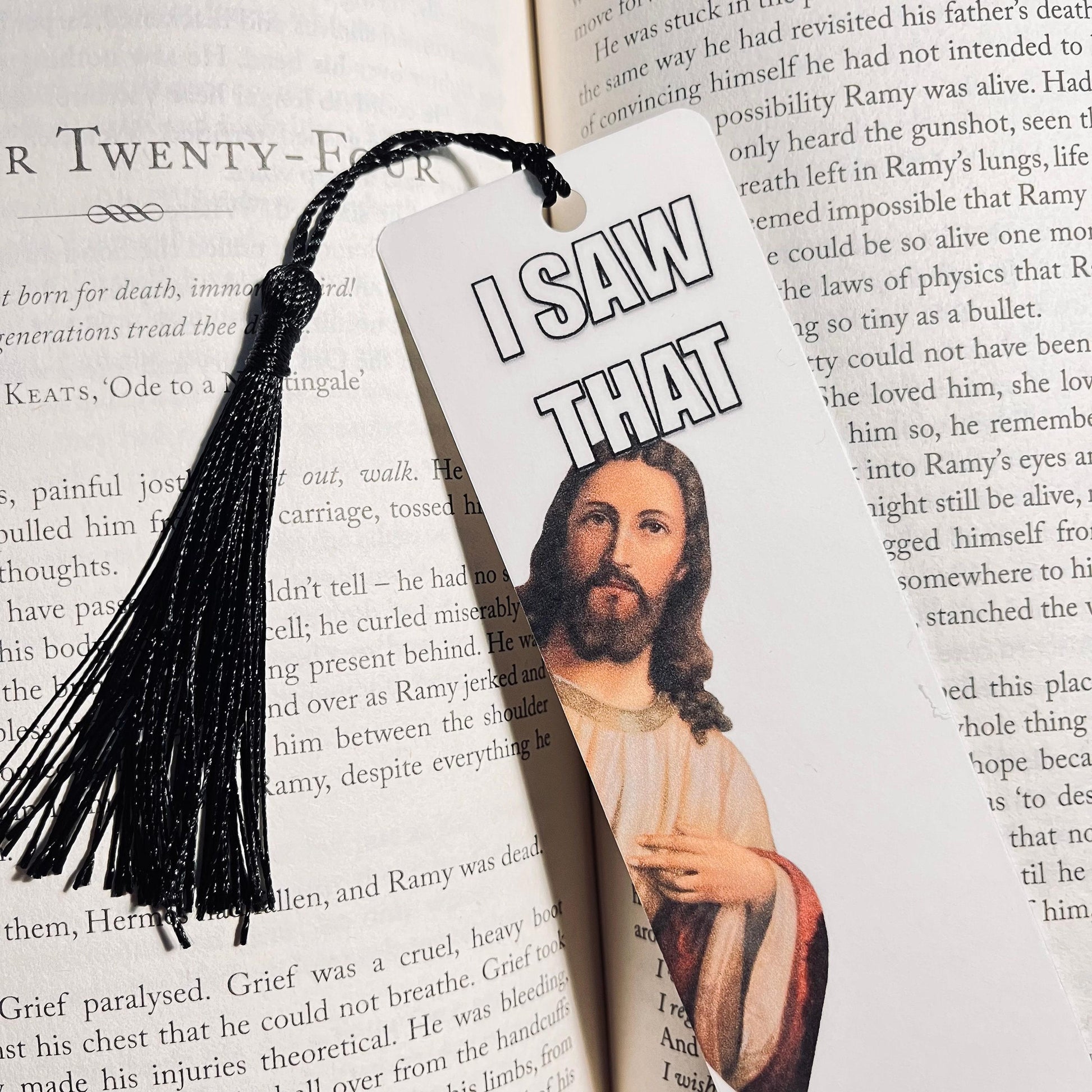 Christian Humor Bookmark: Peeking Jesus Design, 'I Saw That' bookmark by Magic & Meaning