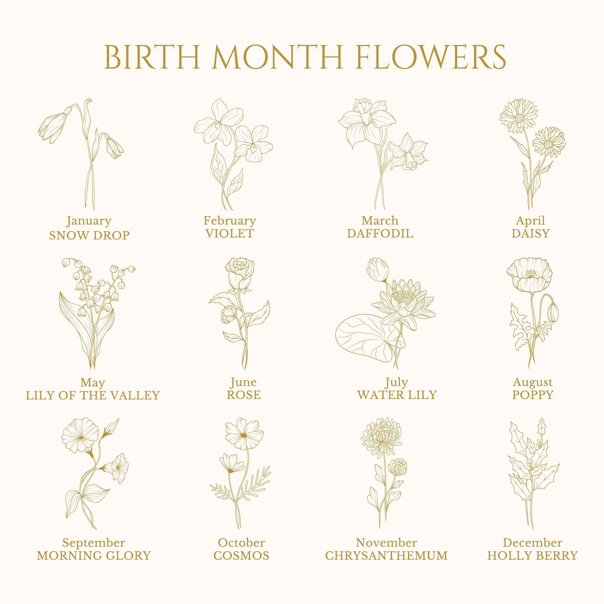 Personalized Bookmark: Birth Month Flower Design - Floral bookmark by Magic & Meaning