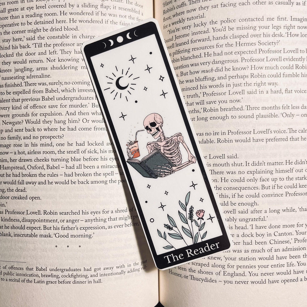 Skeleton Tarot Bookmark: Sarcastic Bookish Quote bookmark by Magic & Meaning