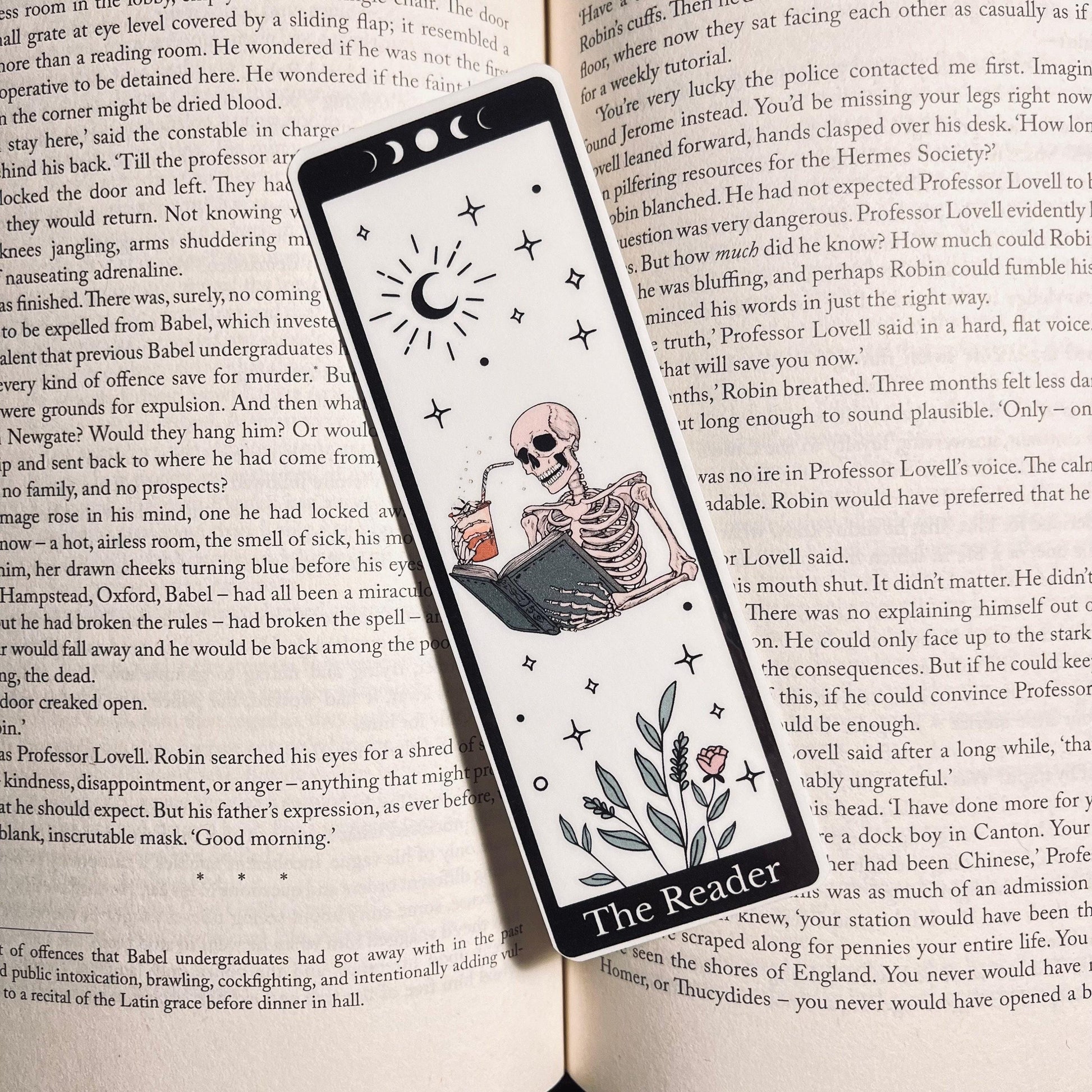 Skeleton Tarot Bookmark: Sarcastic Bookish Quote bookmark by Magic & Meaning