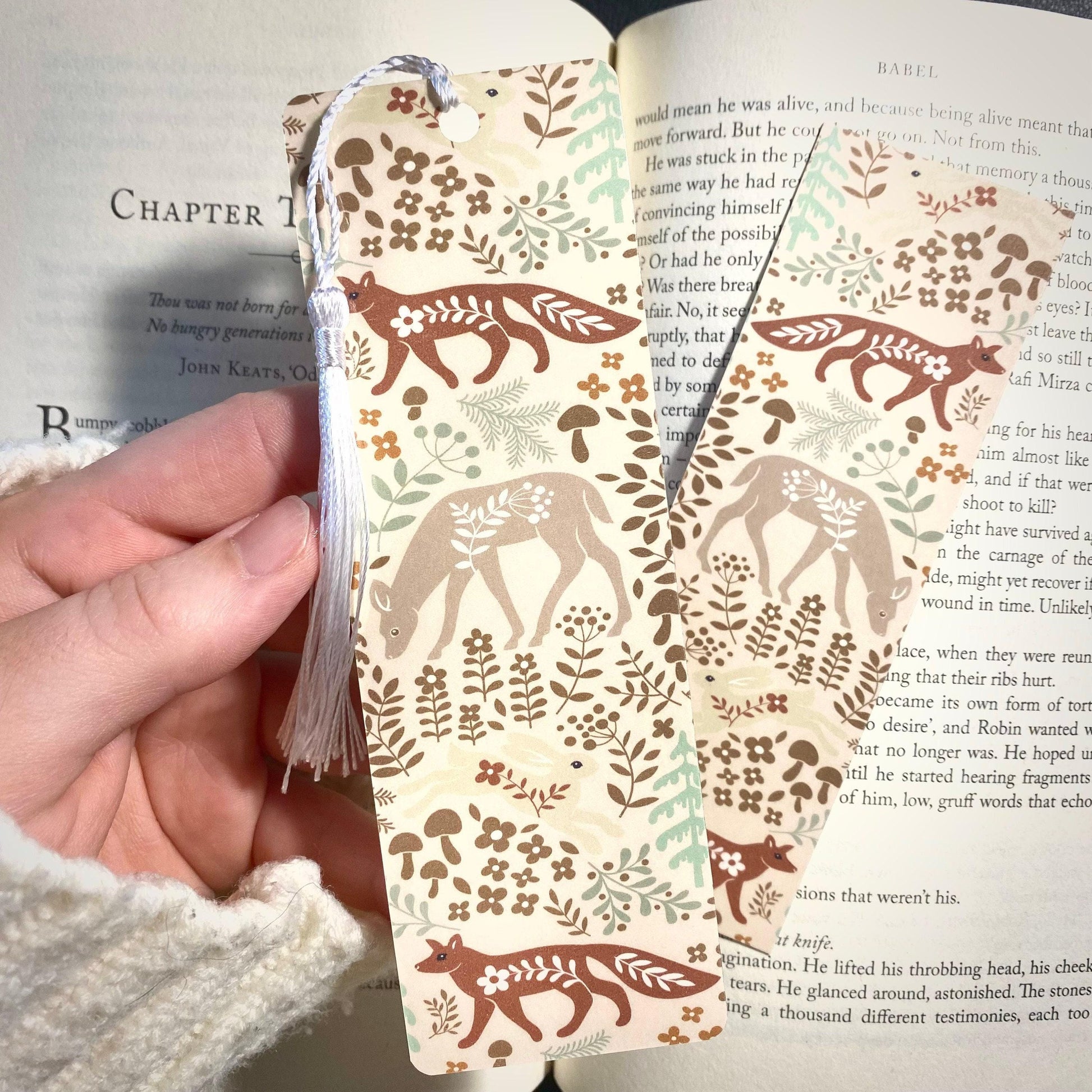 Fox and Deer Bookmark - Handmade Laminated Animal Design bookmark by Magic & Meaning
