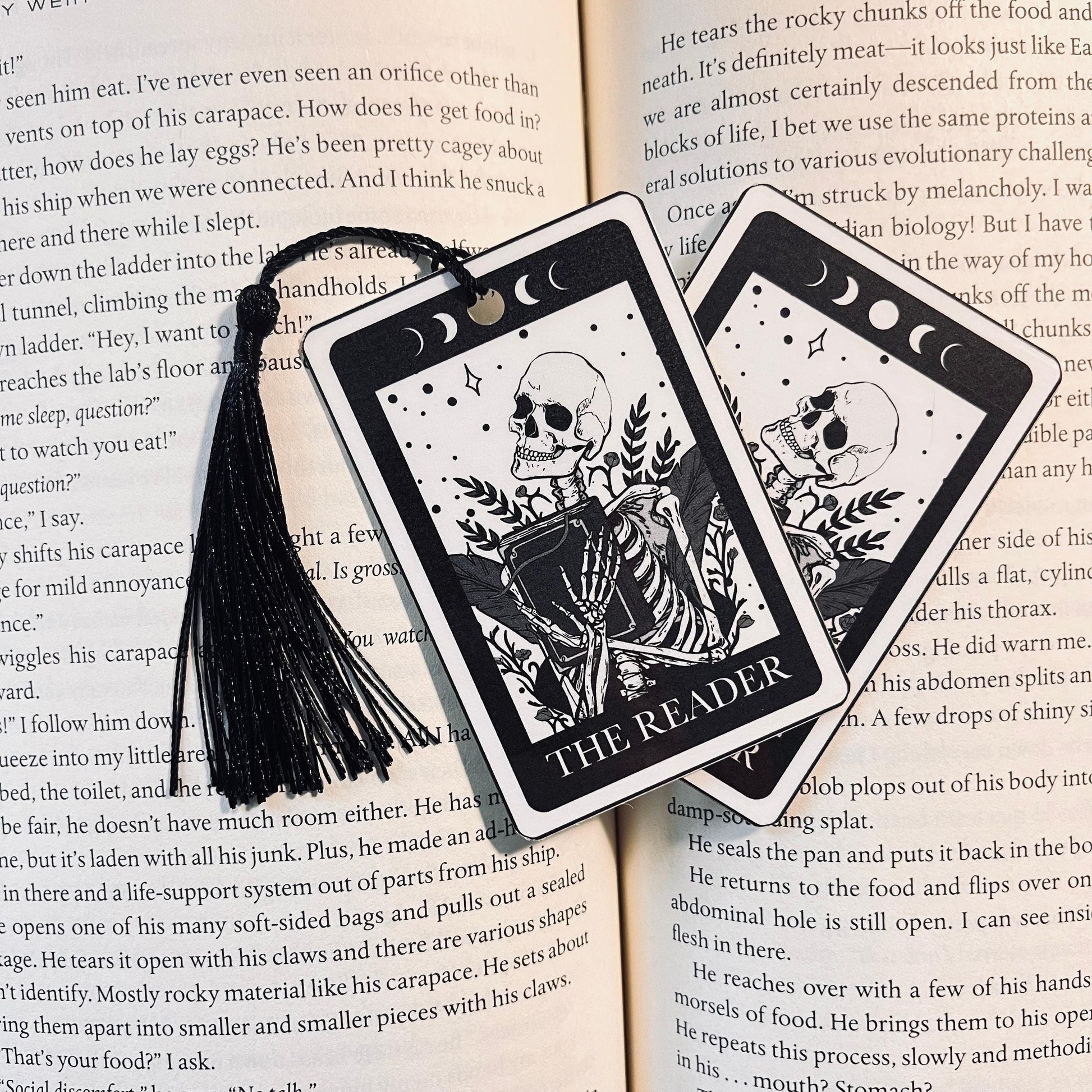 Skeleton Tarot Bookmark - Laminated Cardstock, Personalized Tassel bookmark by Magic & Meaning