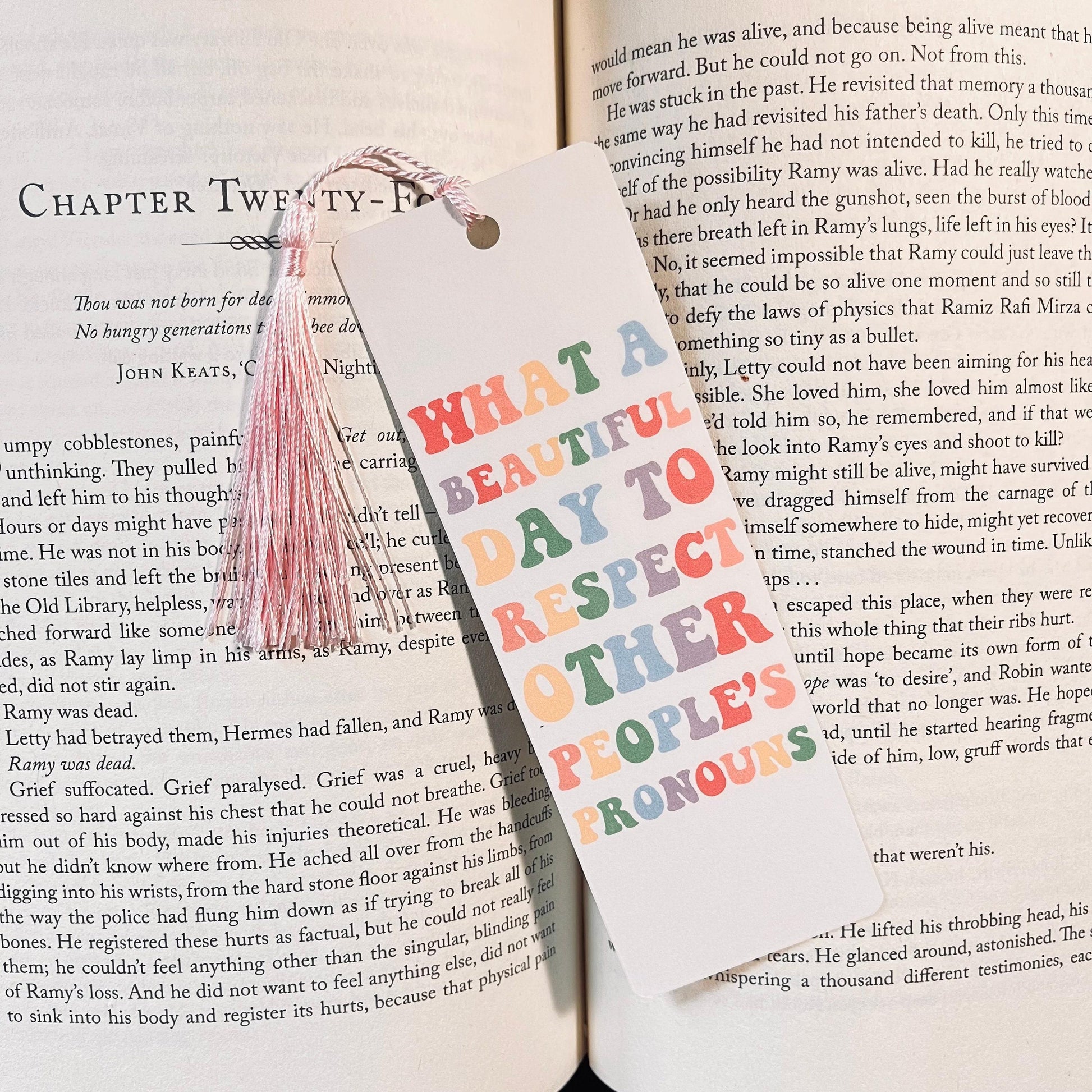Pronoun Respect Bookmark: LGBTQ Pride Design - Cute bookmark by Magic & Meaning