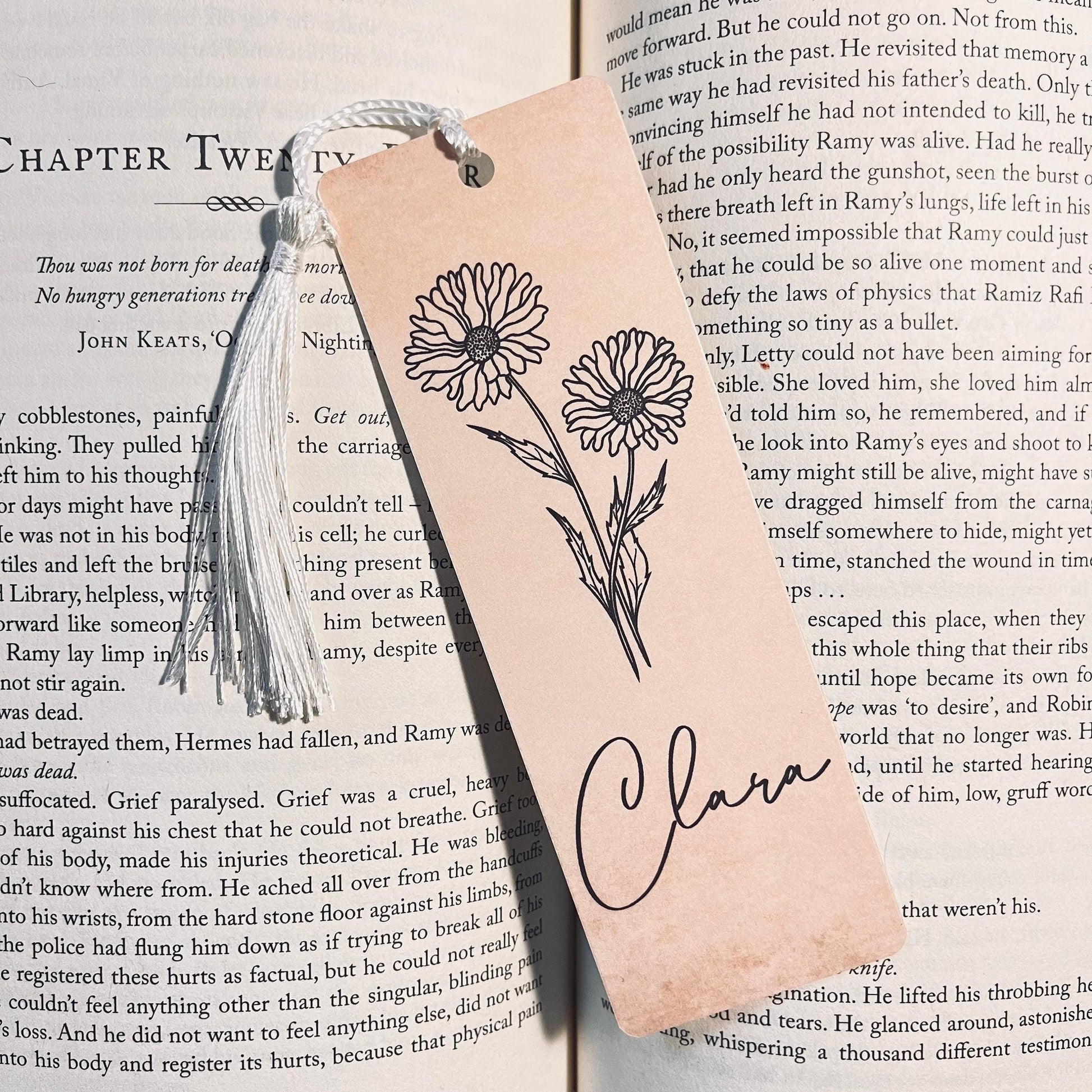 Floral Bookmark: Birth Flower Design - Personalized, Vintage Style bookmark by Magic & Meaning