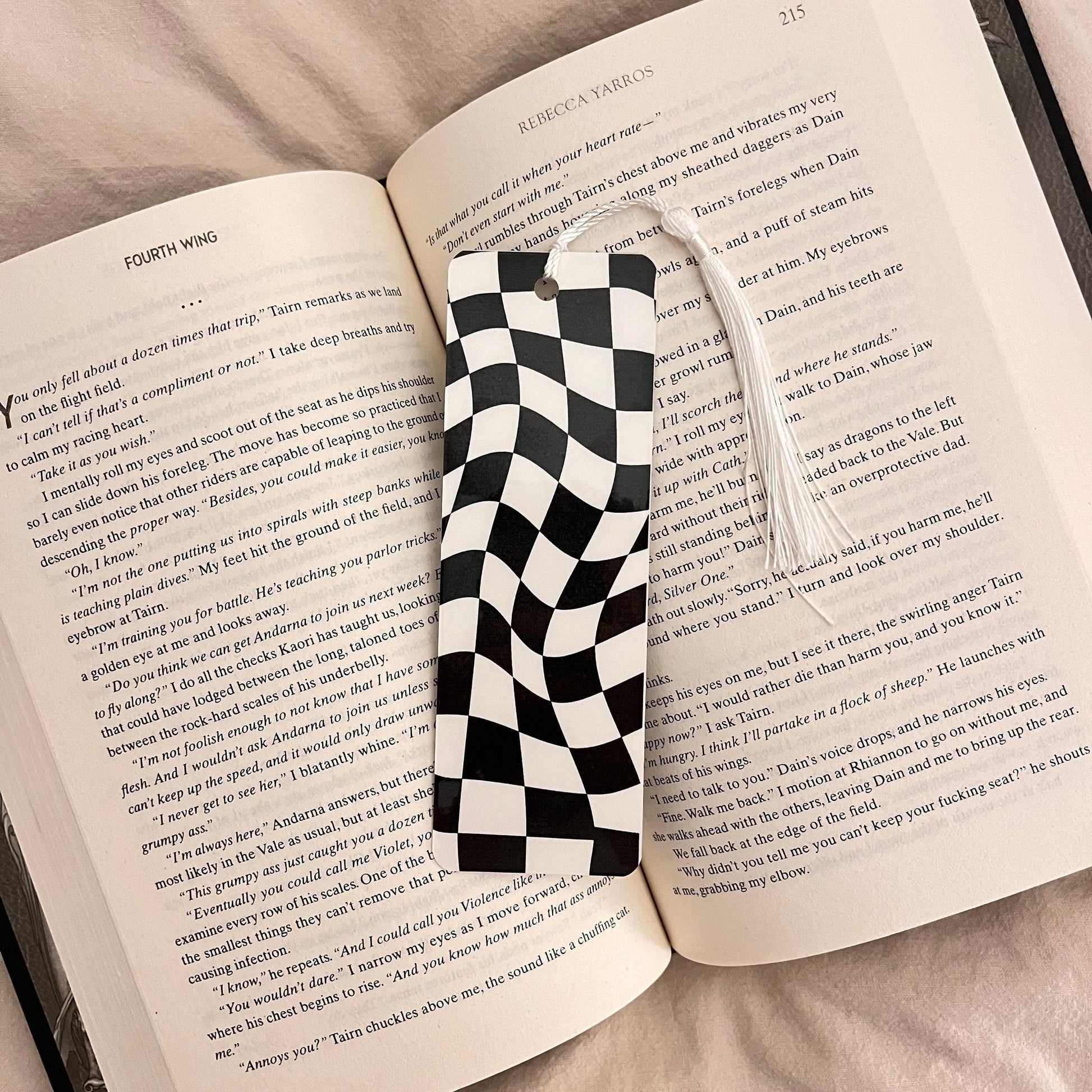 Black and White Checkered - Wavy Pattern, Bookish Gift Bookmark bookmark by Magic & Meaning