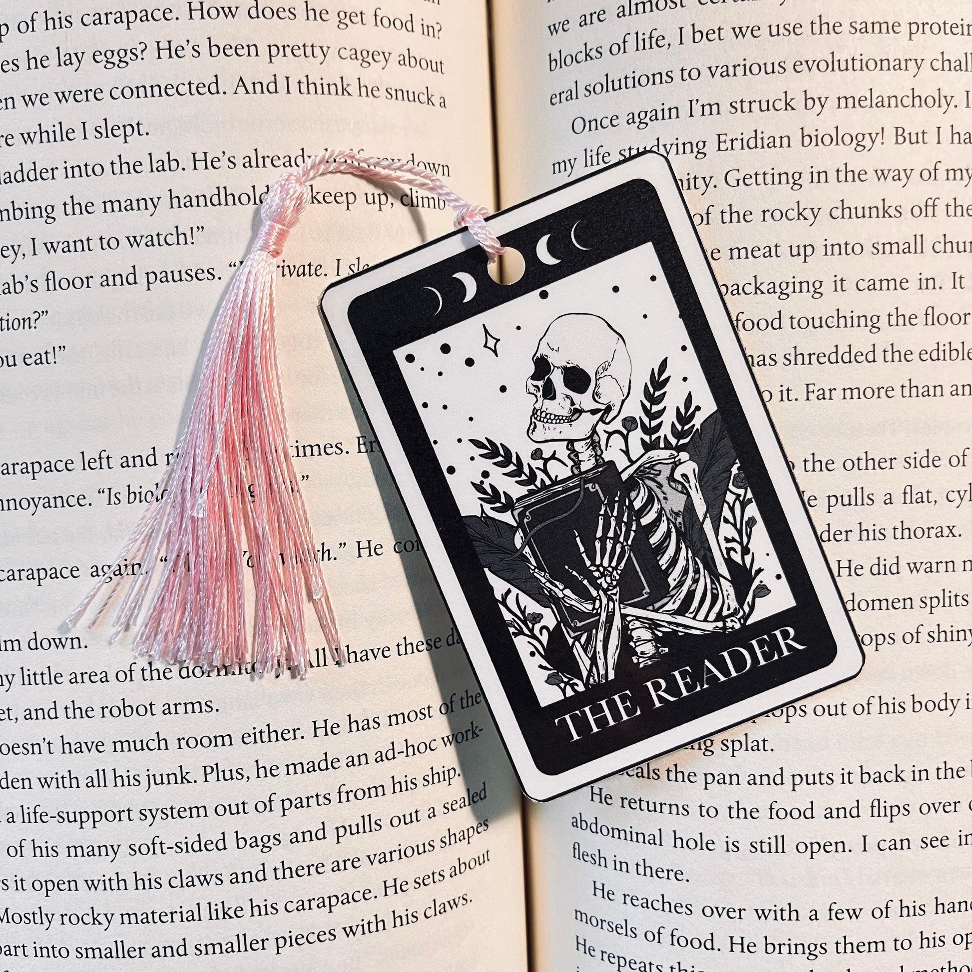 Skeleton Tarot Bookmark - Laminated Cardstock, Personalized Tassel bookmark by Magic & Meaning