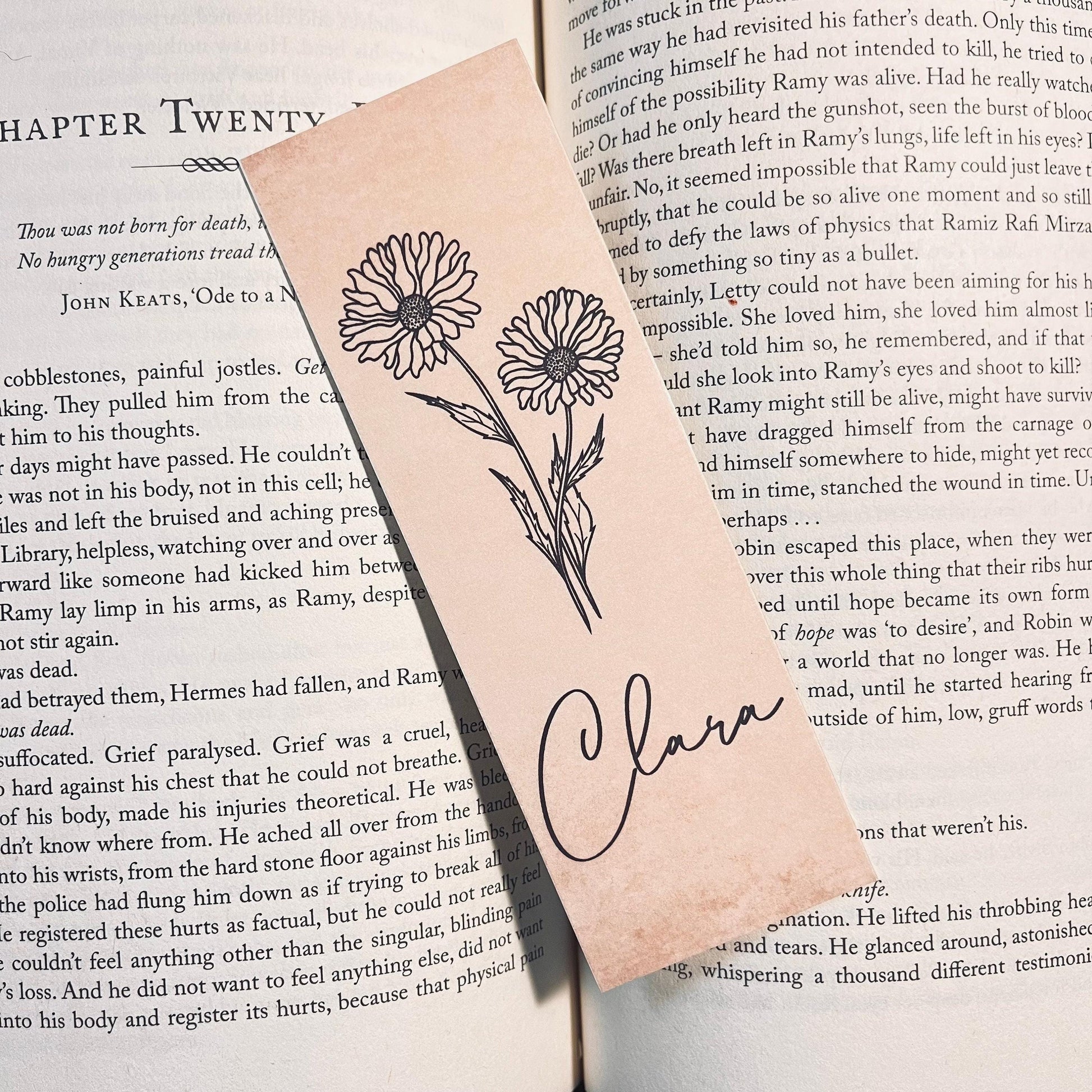 Floral Bookmark: Birth Flower Design - Personalized, Vintage Style bookmark by Magic & Meaning