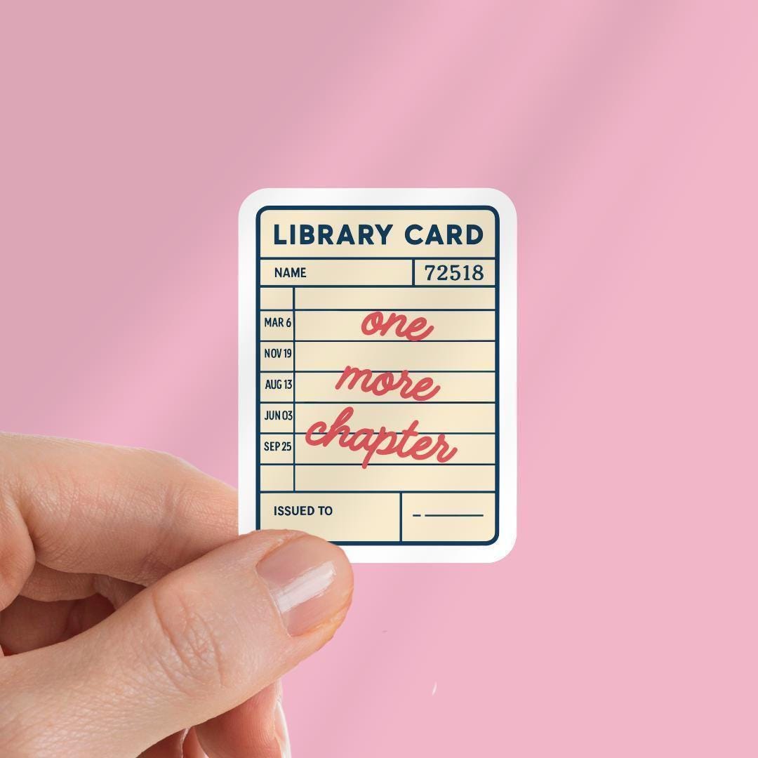 Library Card Kindle Sticker: "One More Chapter" Book Lover Decal sticker by Magic & Meaning