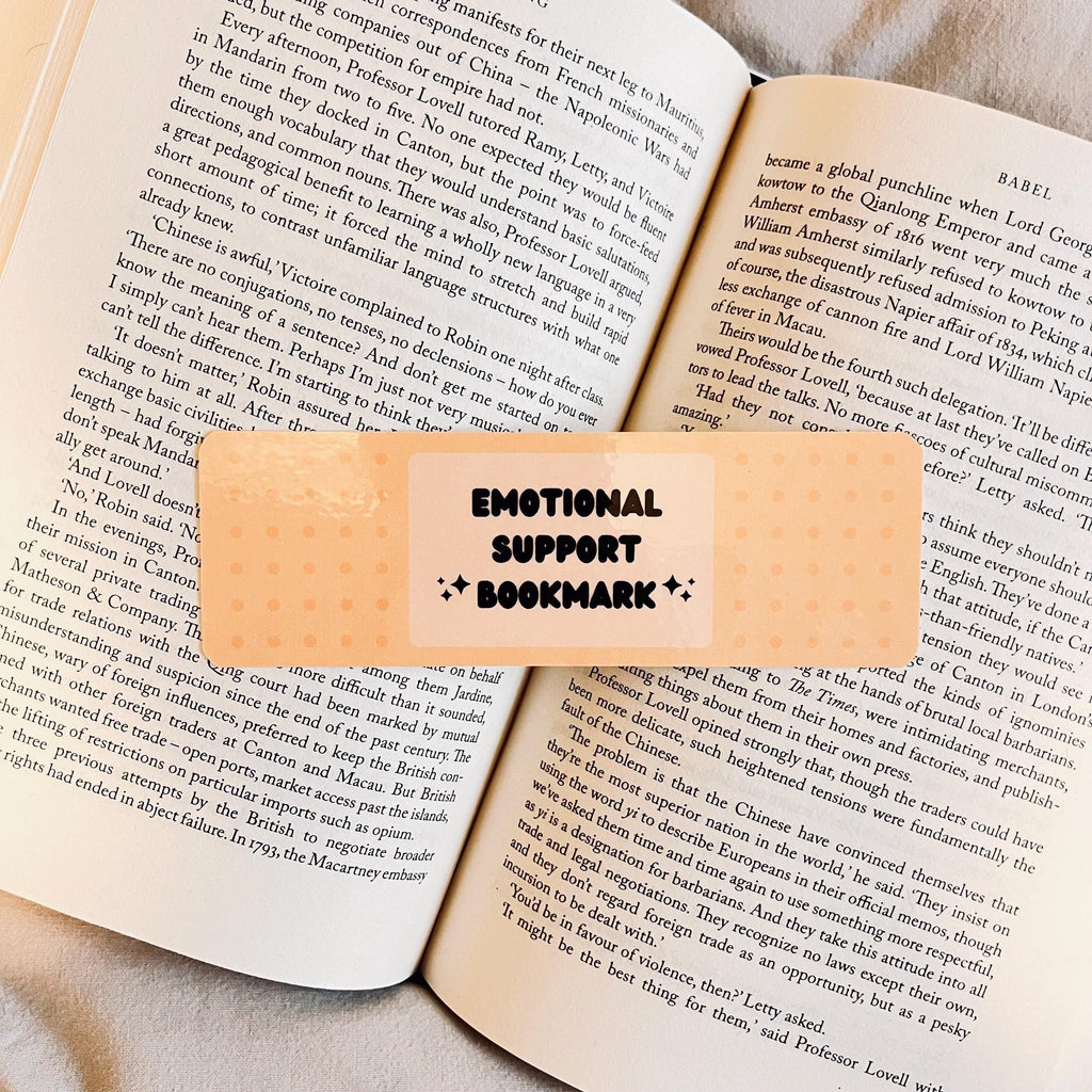 Book Lover Gift Bookmark: Emotional Support - Laminated with Tassel bookmark by Magic & Meaning