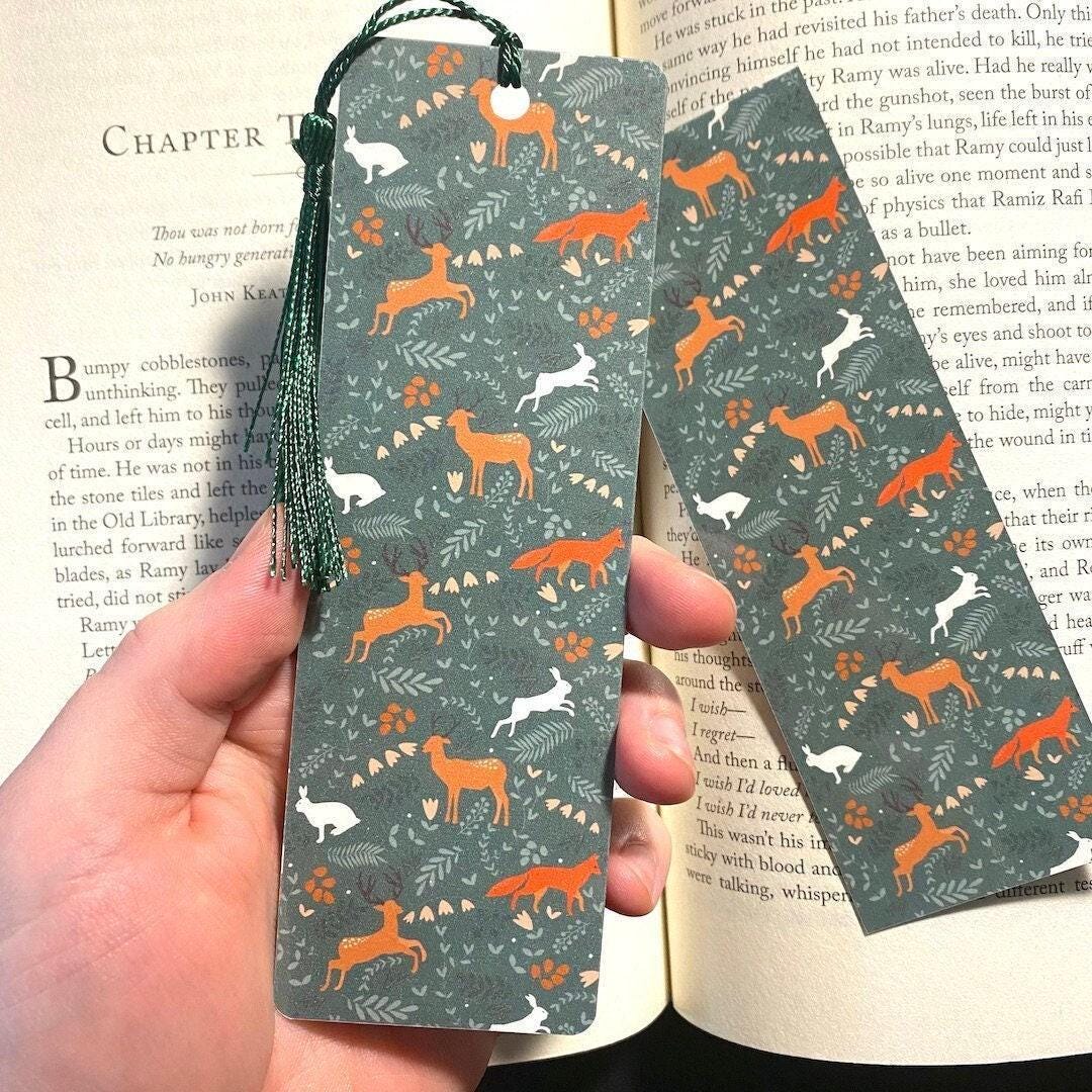 Forest Animal Bookmark, Fox Deer Rabbit (Handmade Laminated) bookmark by Magic & Meaning