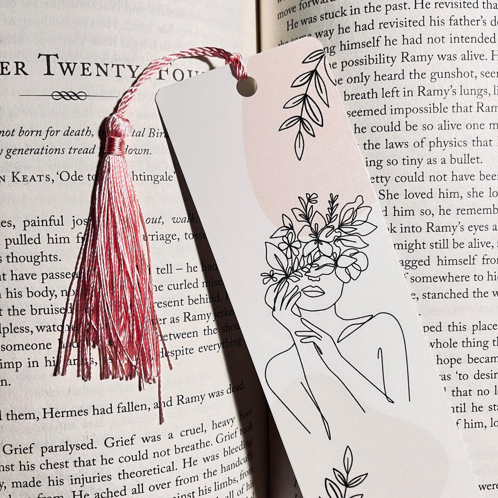 Floral One Line Art Bookmark: Handmade bookmark by Magic & Meaning